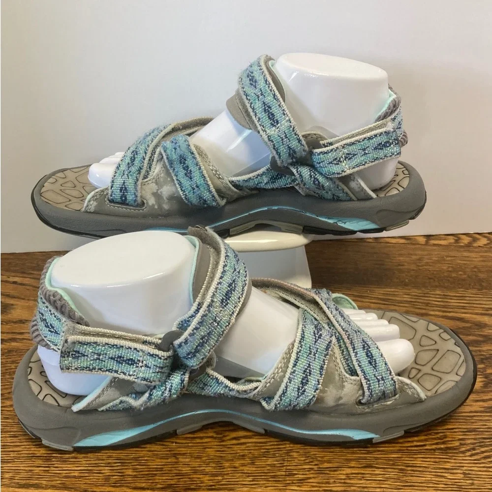 The North Face El Rio II Womens 9 Hiking Sandals Gray Blue Teal Vibram Strappy - Picture 2 of 7